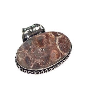 Natural Mexican Bird's Eye Jasper Gemstone in a Handcrafted 925 Silver Pendant